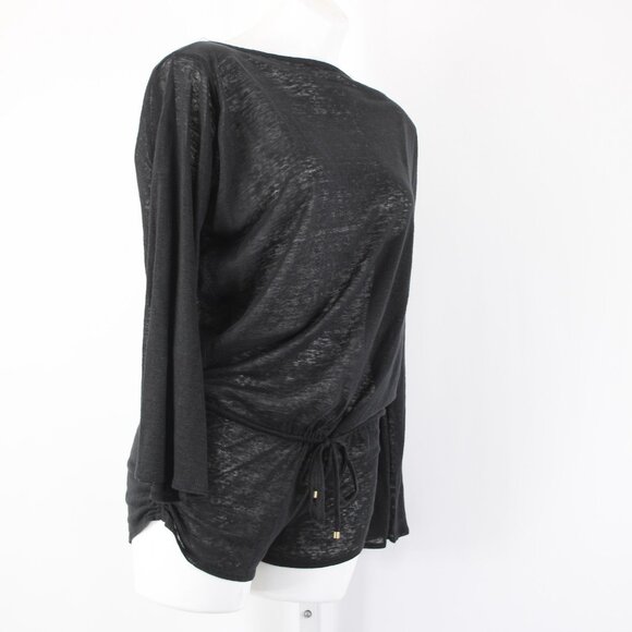 Vitamin A Romper NEW $150 Sz XS Black Sheer Open Back 100% Linen Romper - Picture 6 of 15